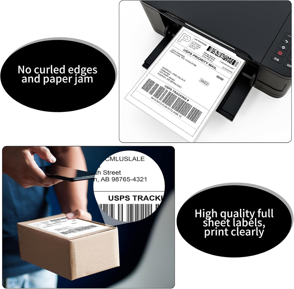500 Sheets 500 Labels Full Sheet Label Sticker Paper for Laser & Inkjet P...