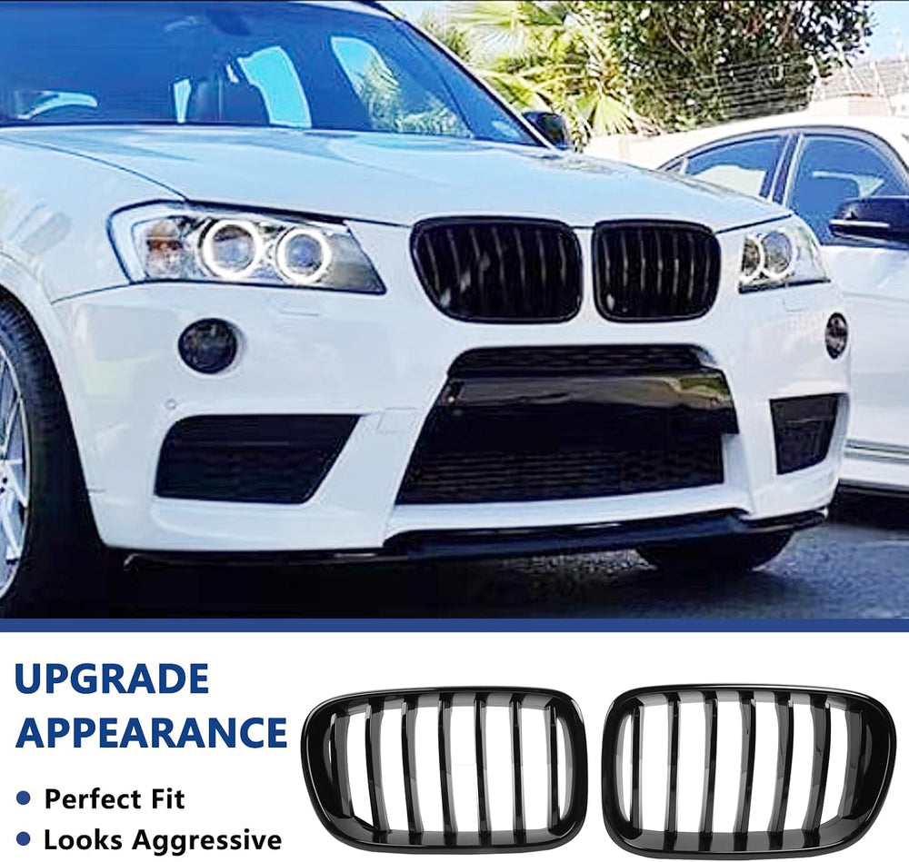 F25 Grill, Single Slat Gloss Black Kidney Grille,ABS Plastic,2pcs | Direct Sn...