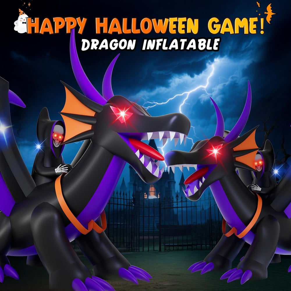 Skirfy 7FT Halloween Inflatable Dragon with LED Lights for Outdoor