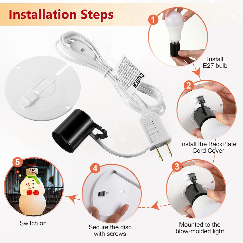 Meonum 4 Set Blow Mold Light Kit E26 E27 Socket, Cord with Switch and Plug