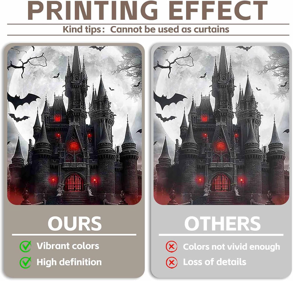 10x8ft Halloween Horror Castle Backdrop Full Moon Night Banner