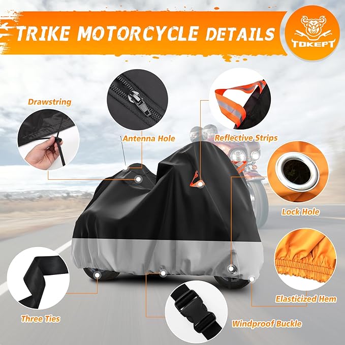 Trike Motorcycle Cover, Outdoor Waterproof Vehicle Cover