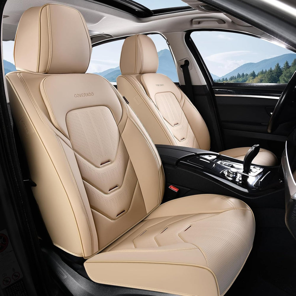 Coverado Car Seat Cover Full Set, Front and Rear Seat Cover for Car, Leather ...