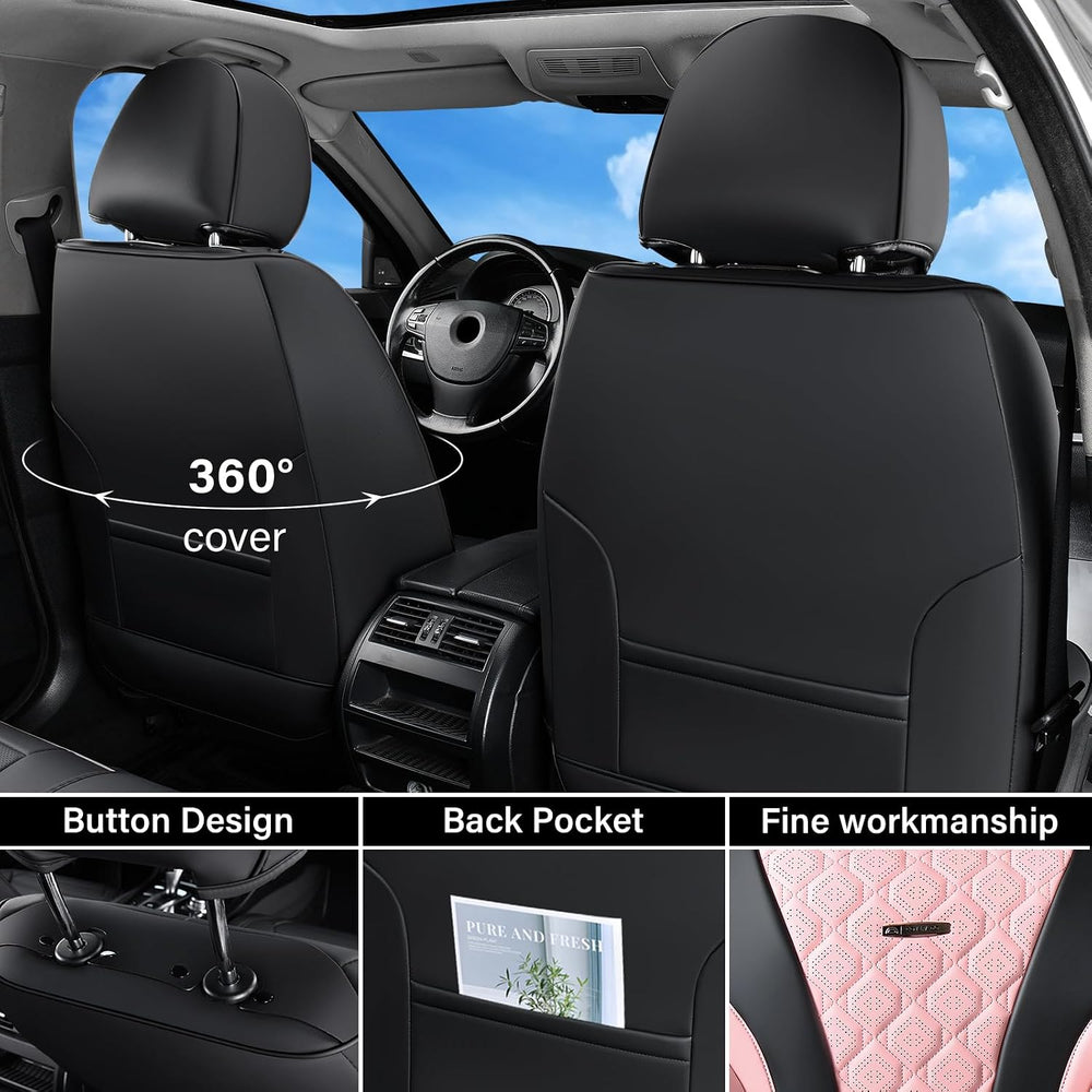 Coverado Seat Covers, Car Seat Covers Front Seats, Perforated Diamond Leather...