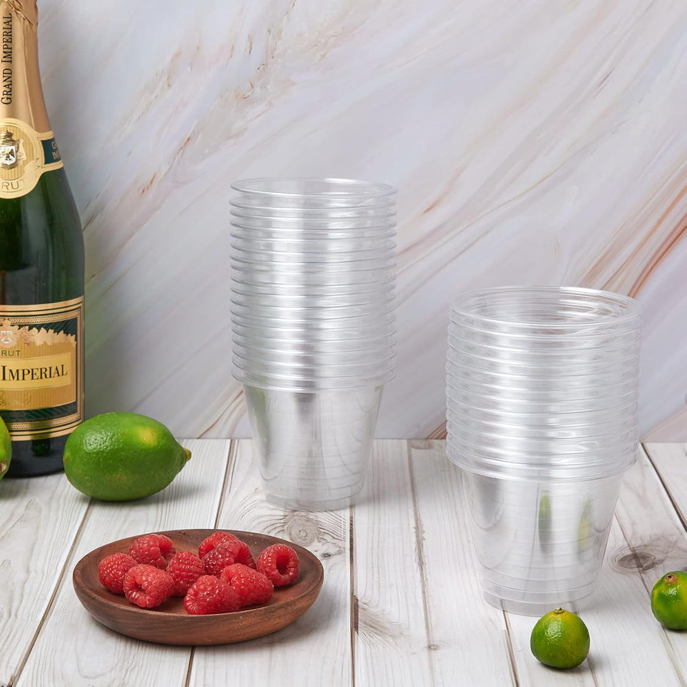 Turbo Bee 600 Pack 9 oz Clear Plastic Cups, Disposable Reusable Tumblers Crys...