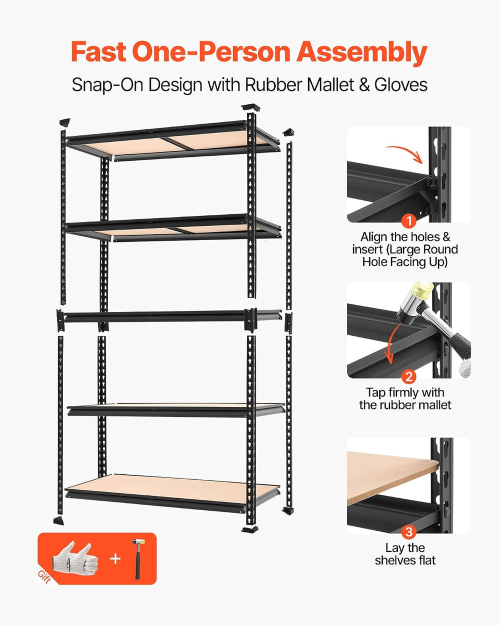 VEVOR Storage Shelves, 5-Tier Adjustable, 2500 lbs Capacity, Heavy Duty Garag...