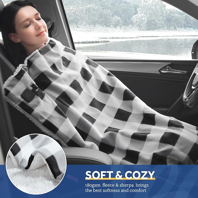 Sealy 12-Volt Heated Car Blanket, Portable Electric Blanket