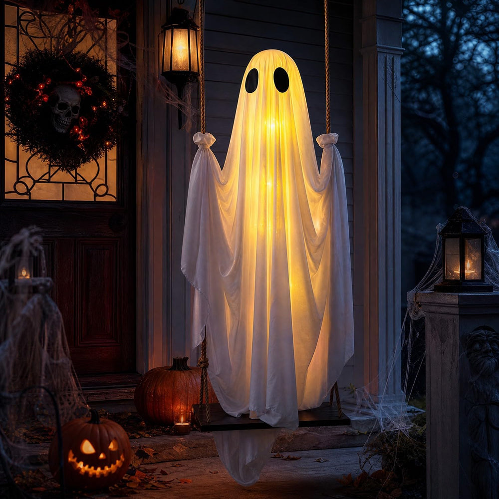 Outdoor Halloween Ghost Decorations,Halloween Swinging Ghost Outdoor Decor
