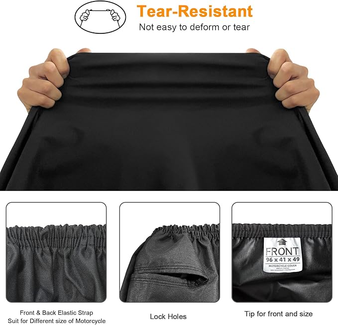 Comnova Motorcycle Cover 104 Inch, 600D Universal Motorcycles Cover Waterproof