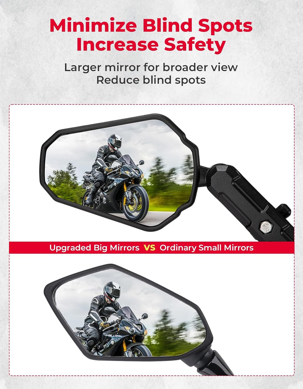 KEMIMOTO Adventure Motorcycle Mirrors M8 M10 Bolt Handlebar Mount Adjustment ...