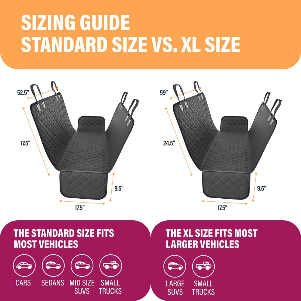 Black XL Dog Car Hammock Back Seat Cover, Waterproof Backseat Cover Protector...
