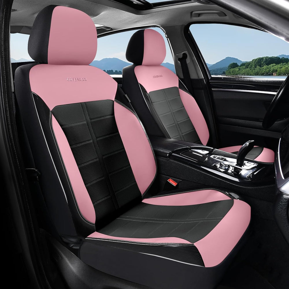 Coverado Car Seat Covers Front Seats Luxury Faux Leather Waterproof Seat Cove...