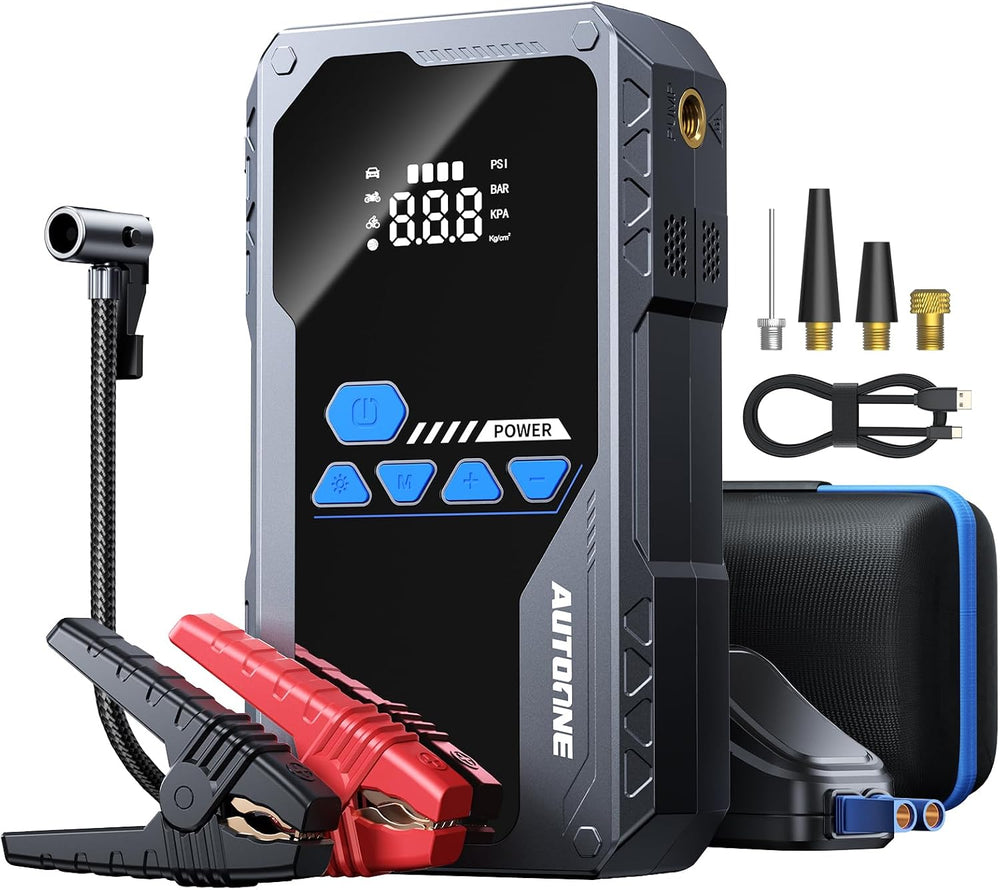 AUTOONE 6000A Jump Starter with Air Compressor (All Gas/10L Diesel), 150PSI C...