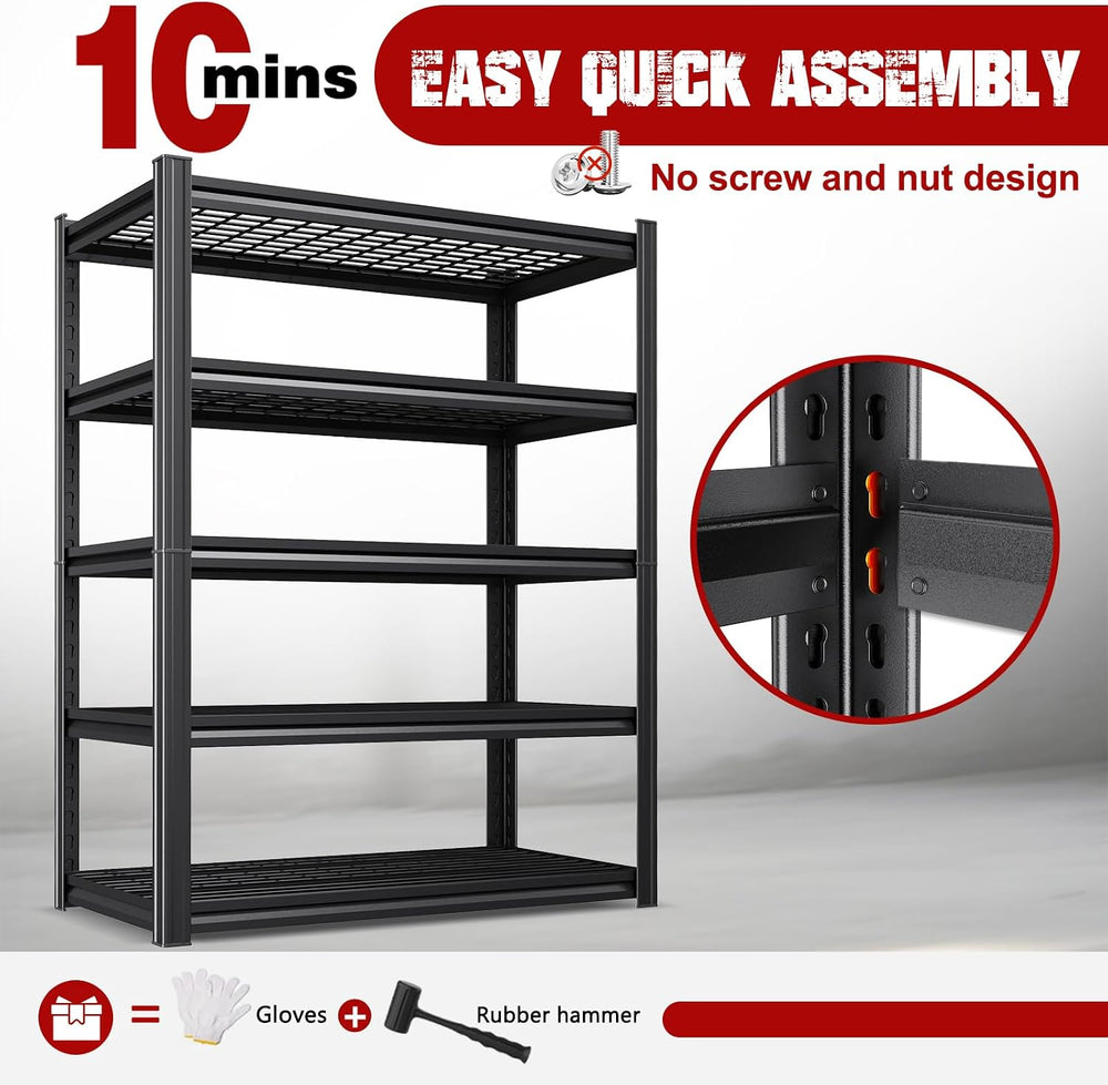 71.2" H x 35.4" W x 15.7" D Garage Shelving, Adjustable Metal ...