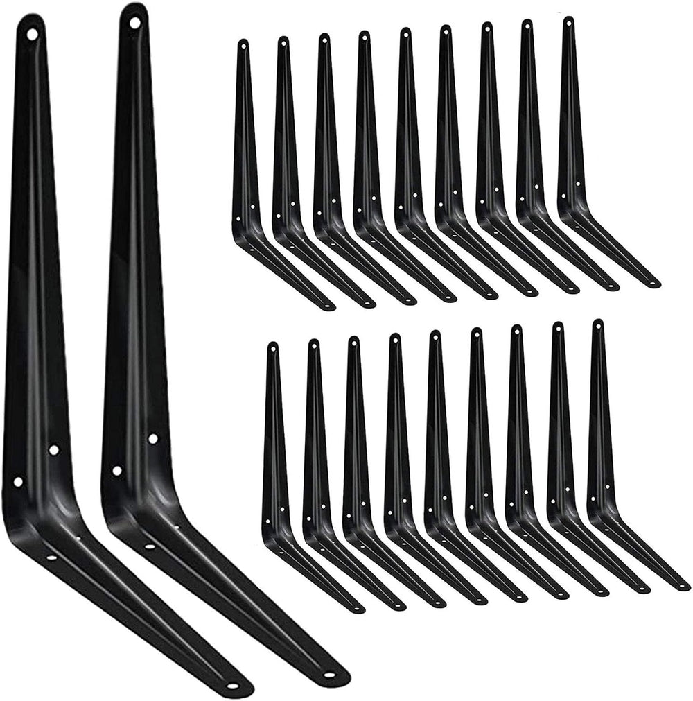 20 Pack Shelf Brackets 10 Inch, Heavy Duty Black Metal Floating Shelf Bracket...