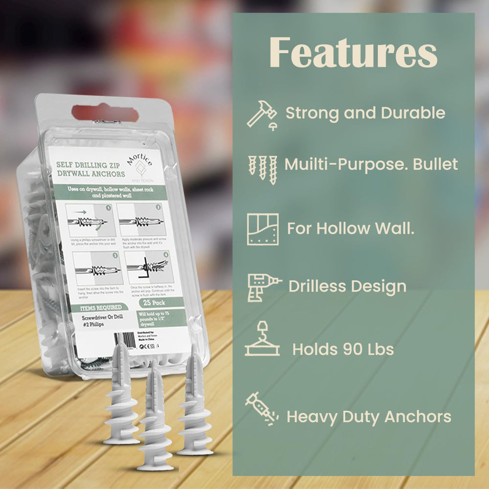 Reinforced Nylon 66 Drywall Repair Anchors - 90lb, Small Wall Hanging Kit for...