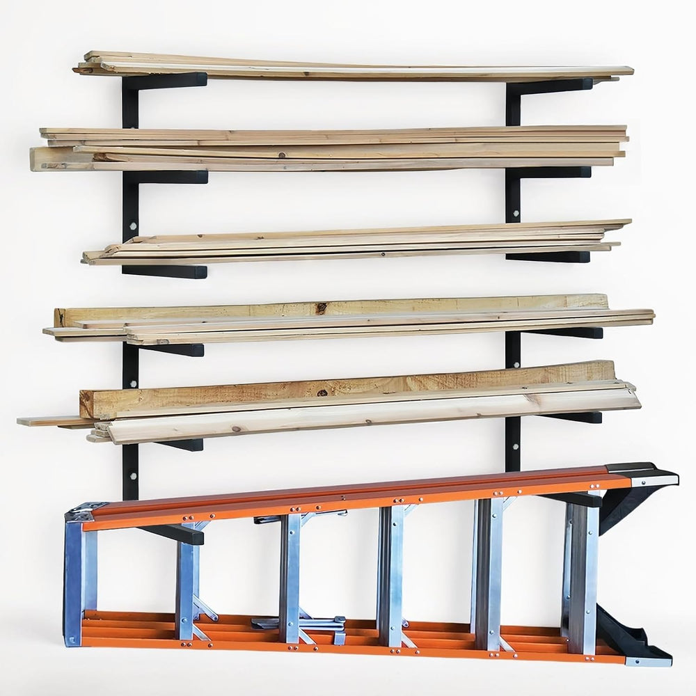 Wood Storage Racks with 3 Level, Garage Organizer Lumber Storage Rack Wall (4...