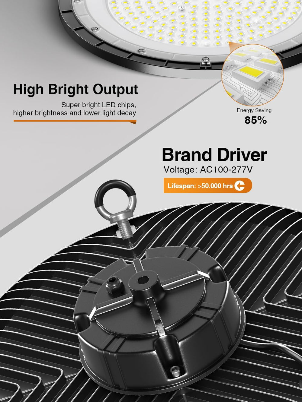 UFO High Bay Light 200W 5000K 30000LM 150LM/W 10 Pack (Eqv.800W MH/HPS)