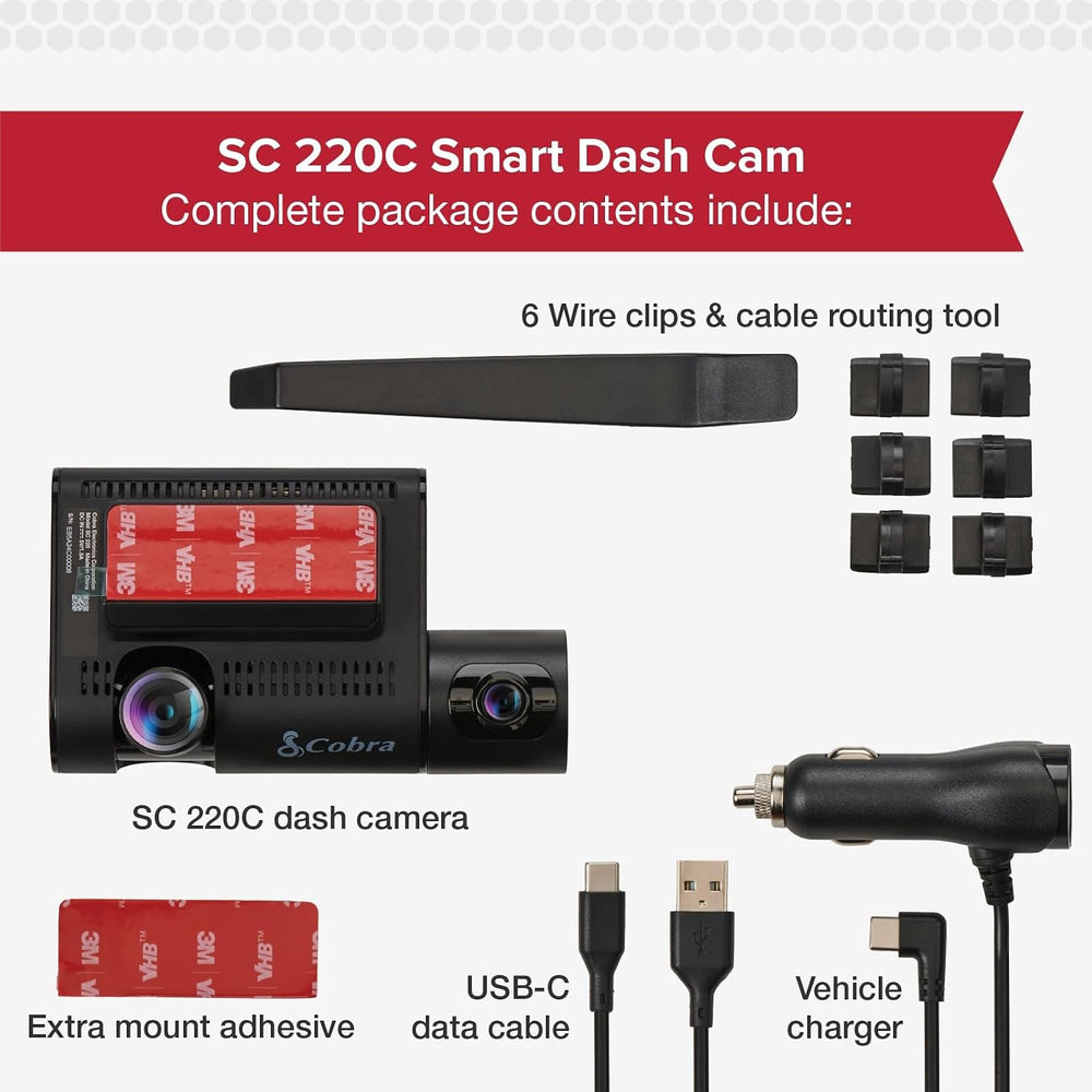 Cobra Smart Dual View Front and Cabin Dash Cam (SC 220C), 360 Alerts