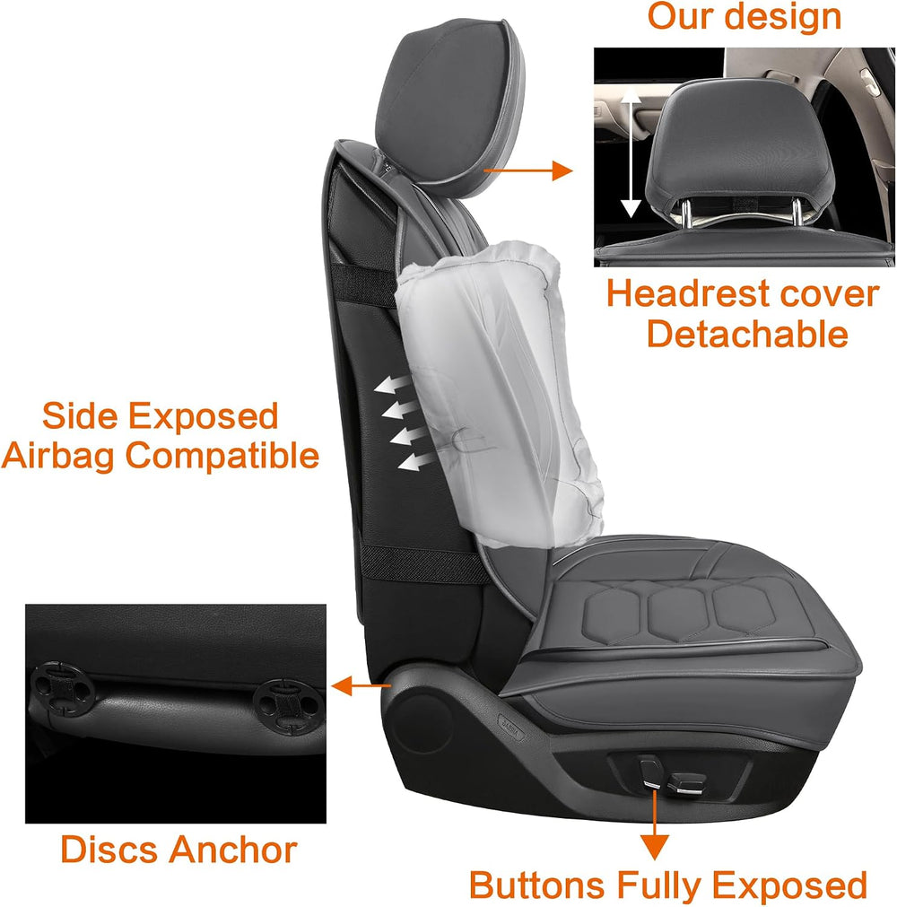 Pariitadin Leather Car Seat Covers Full Set, Waterproof Breathable Faux Leath...