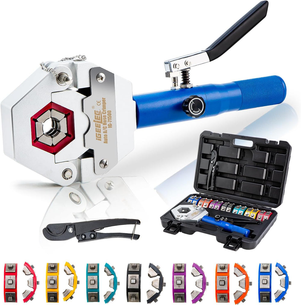 Hydraulic Hose Crimper AC Crimping Tool for Barbed & Beaded Hose Fittings...