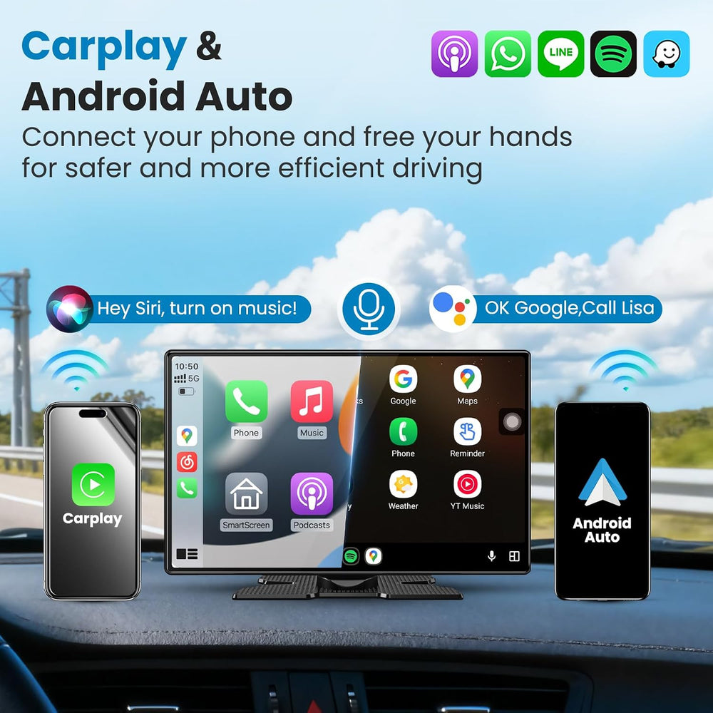 Portable Apple Carplay Screen for Car, 11.3" Extra Large Wireless Car Pl...