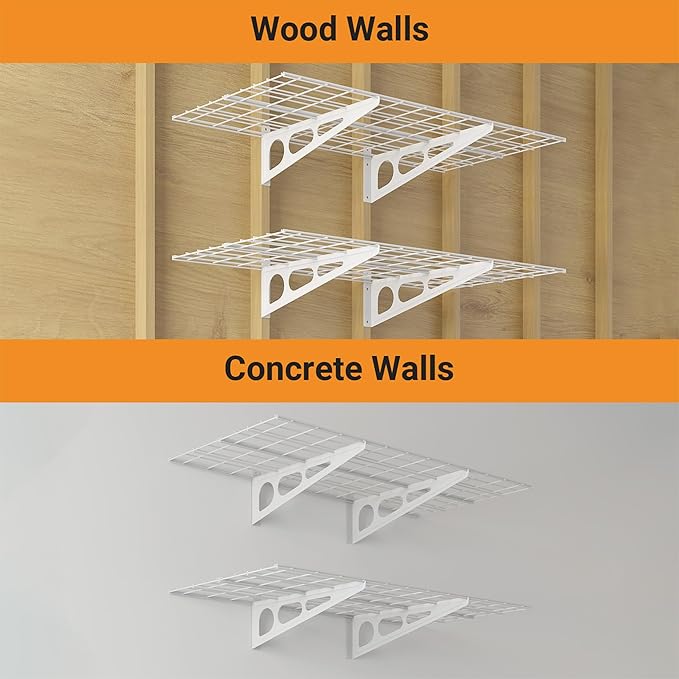 2x4 ft Garage Shelving, Pantry Storage, 400 lbs Total Load Capacity Wall (2-P...