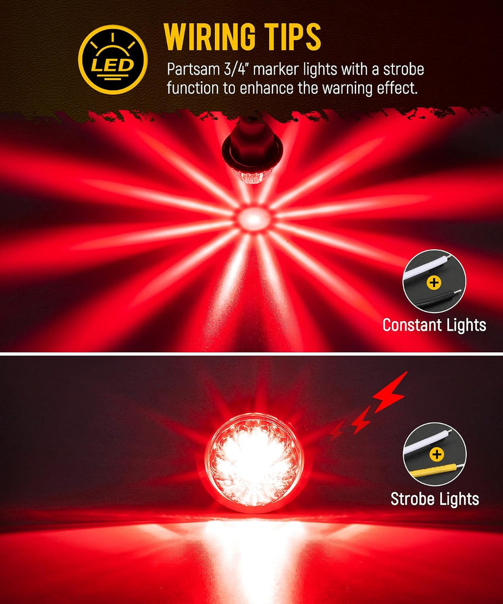 Partsam 10Pcs Mini Watermelon Lights, 3/4 Inch Strobe ๏ผ Constant Dual Functio...