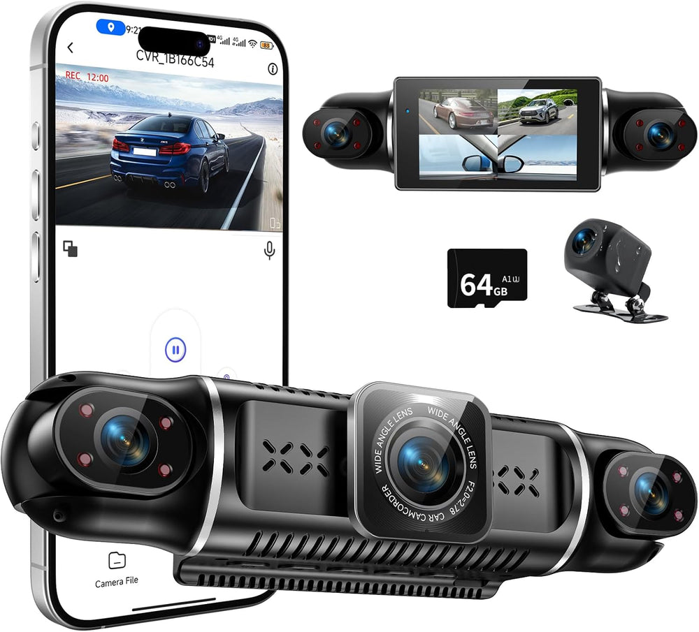 360ยฐView 4 Channel Dash Cam, 4K+1080P Front and Rear Inside Left Right, Dash ...