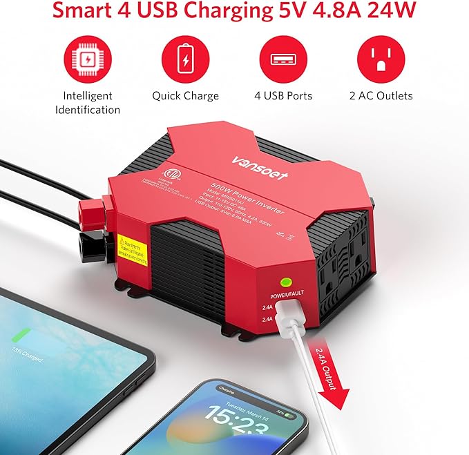 500 Watt Car Power Inverter DC 12V to AC 110V Car Plug Inverter Adapter Power