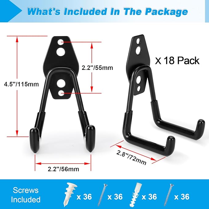 18 Pack Garage Hooks Heavy Duty