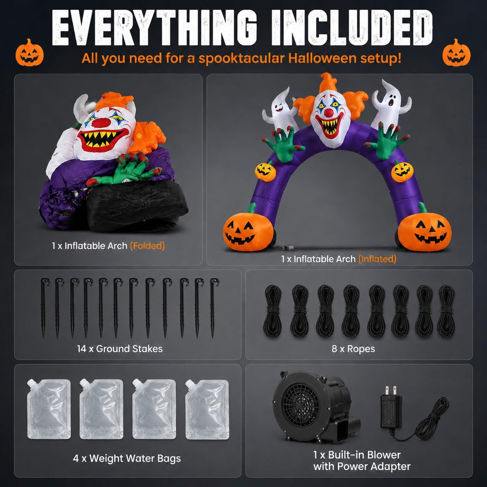 12 FT Halloween Inflatables Clown Archway Outdoor Decorations, Giant Scary Ha...