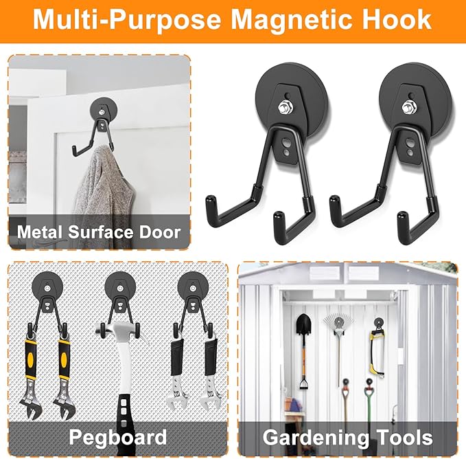 ENUODA Strong Magnetic Hooks 6 Pack Large Rare Earth Magnet Hooks Heavy Duty