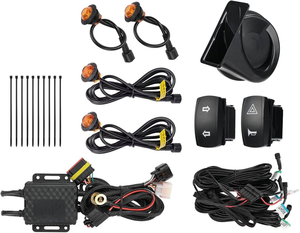 KEMIMOTO UTV Turn Signal Kit with 110D Horn, Plug and Play UTV ATV Blinker wi...