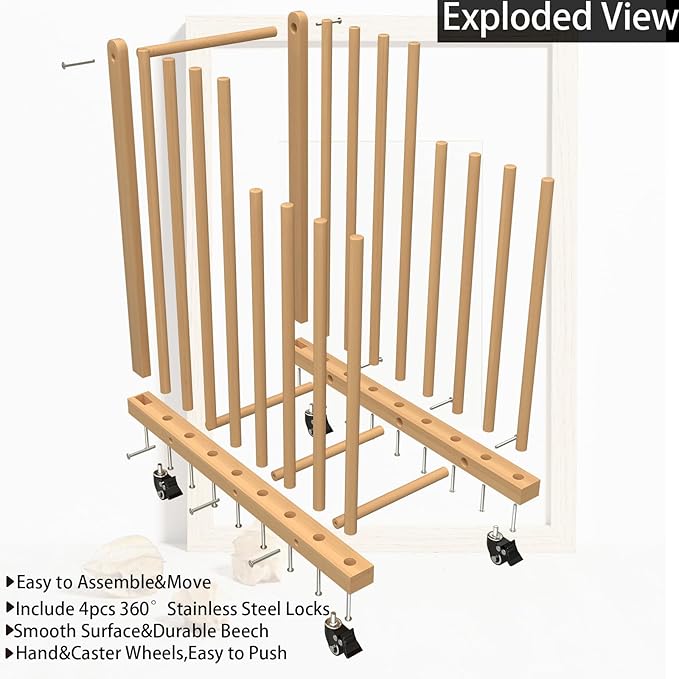 Art Storage Rack with Handle&Caster Wheels, Wooden Art Canvas Storage Stand