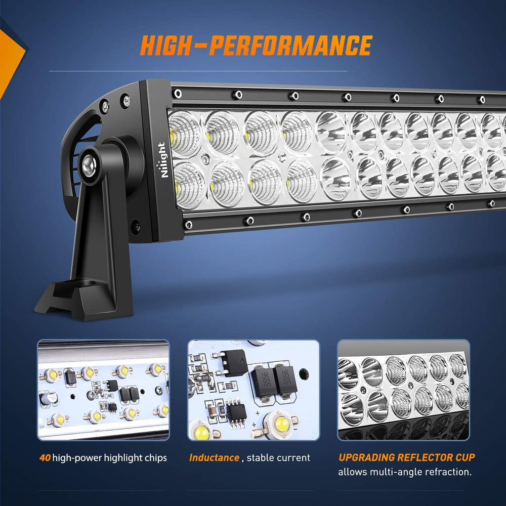 Nilight LED Light Bar 22Inch 120W Spot Flood Combo Off Road Lights Driving Fo...