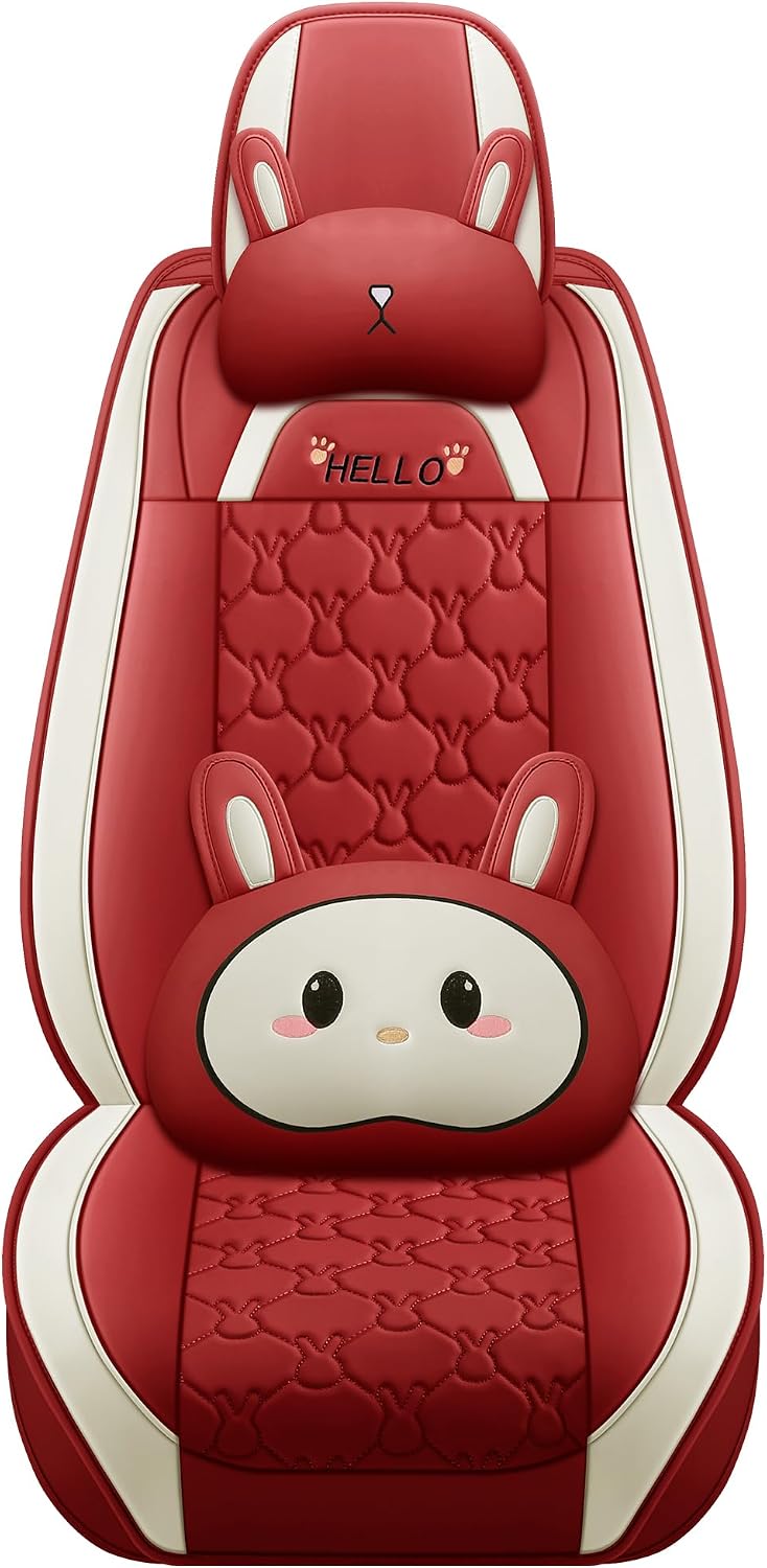 INZU Cute Cartoon Rabbit Comfortable Car Seat Covers with Waterproof PU Leath...