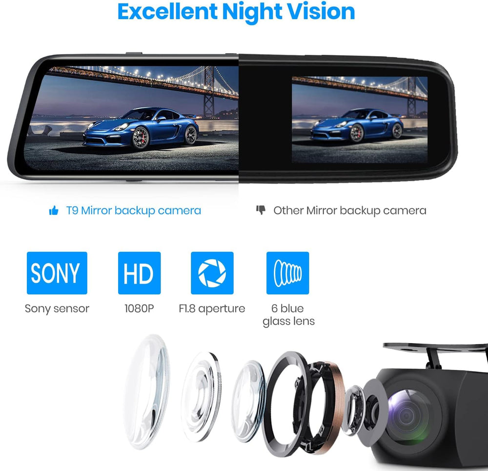 AUTO-VOX OEM Rear View Mirror Camera with 9.35''1080P Monitor