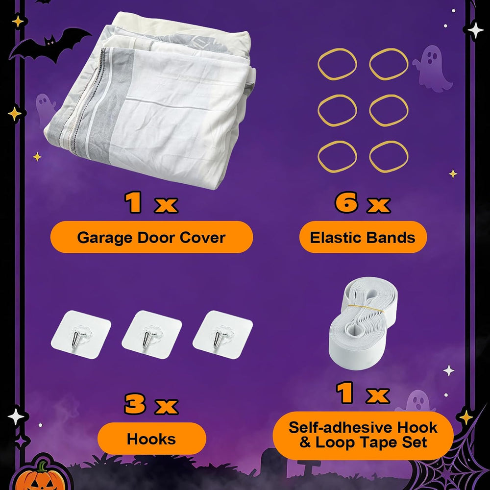 Halloween Garage Door Cover 16x7 FT, Ghost Halloween Garage Door Decoration