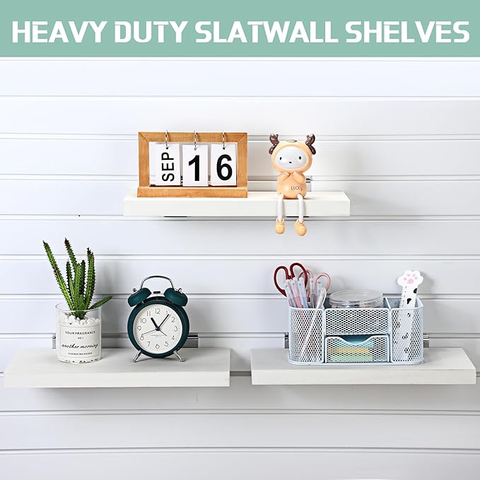4 Pack Wooden Slatwall Shelf, 16.1" D x 6.7" W x 1.1" H Slatwa...