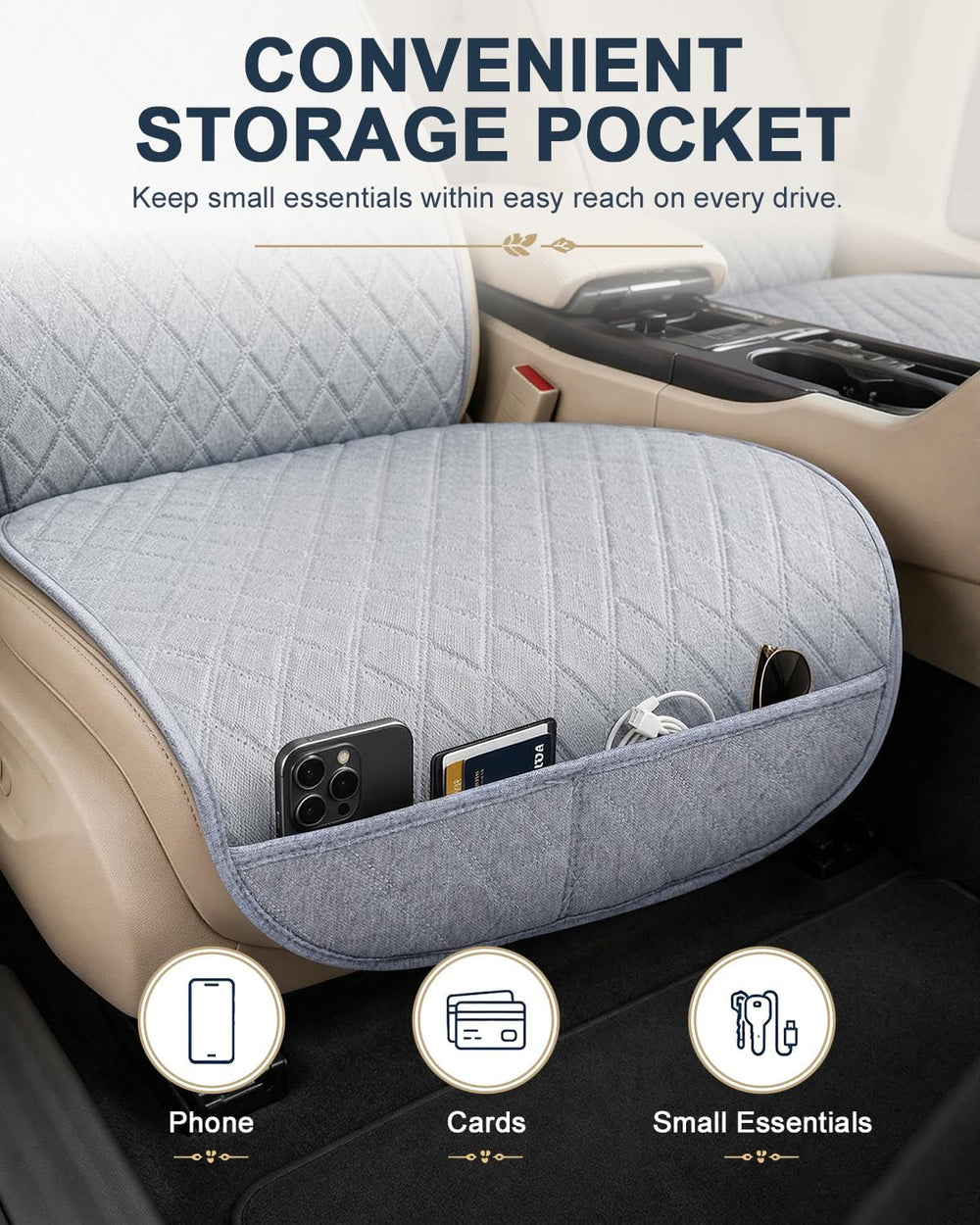 Linen Car Front Seat Covers, Breathable Linen Car Seat Protector