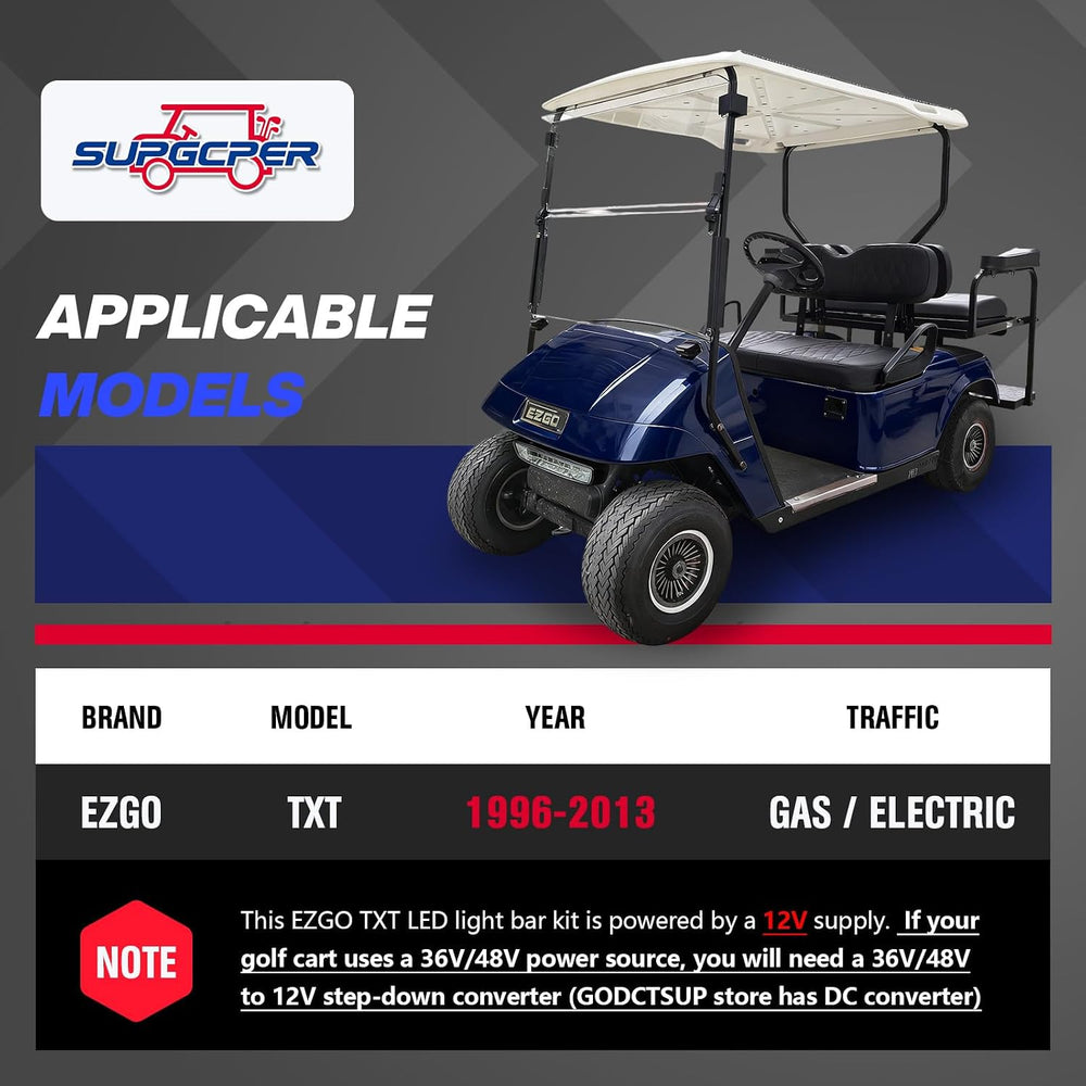 EZGO TXT Deluxe Light Bar Kit, Golf Cart LED Light Kit With EZGO TXT 12V Stre...