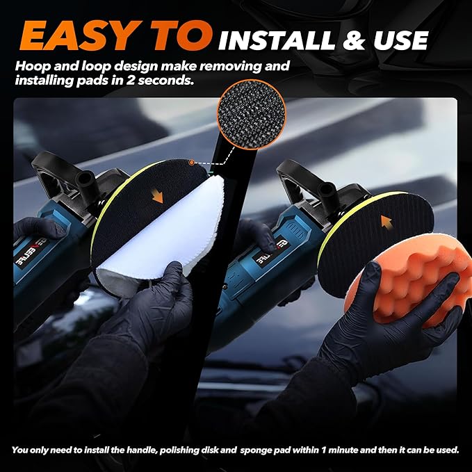 Buffer Polisher, 6 Inch/7 Inch 1600W Rotary Car Buffer Polisher Waxer, 7