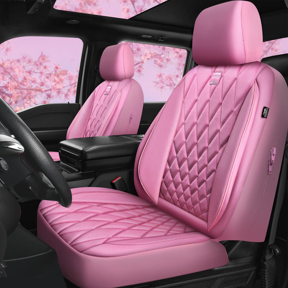 CAR PASS 5 Seats Piping Luxury Leather Seat Covers Full Set, Anti-Slip Waterp...