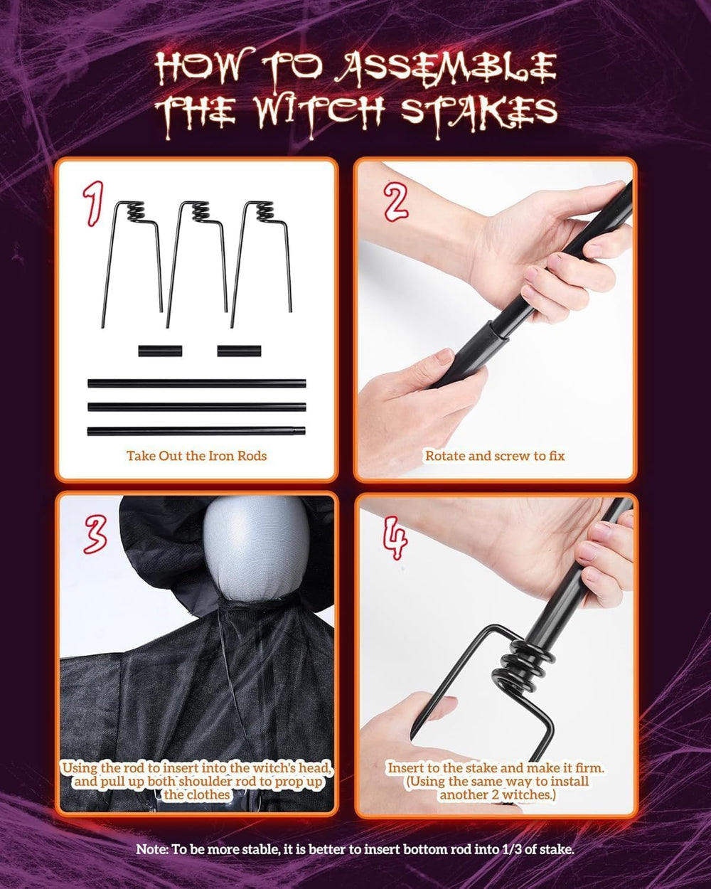 3PCS 5.6FT Halloween Decorations Outdoor Decor Witches Yard Holding Hands