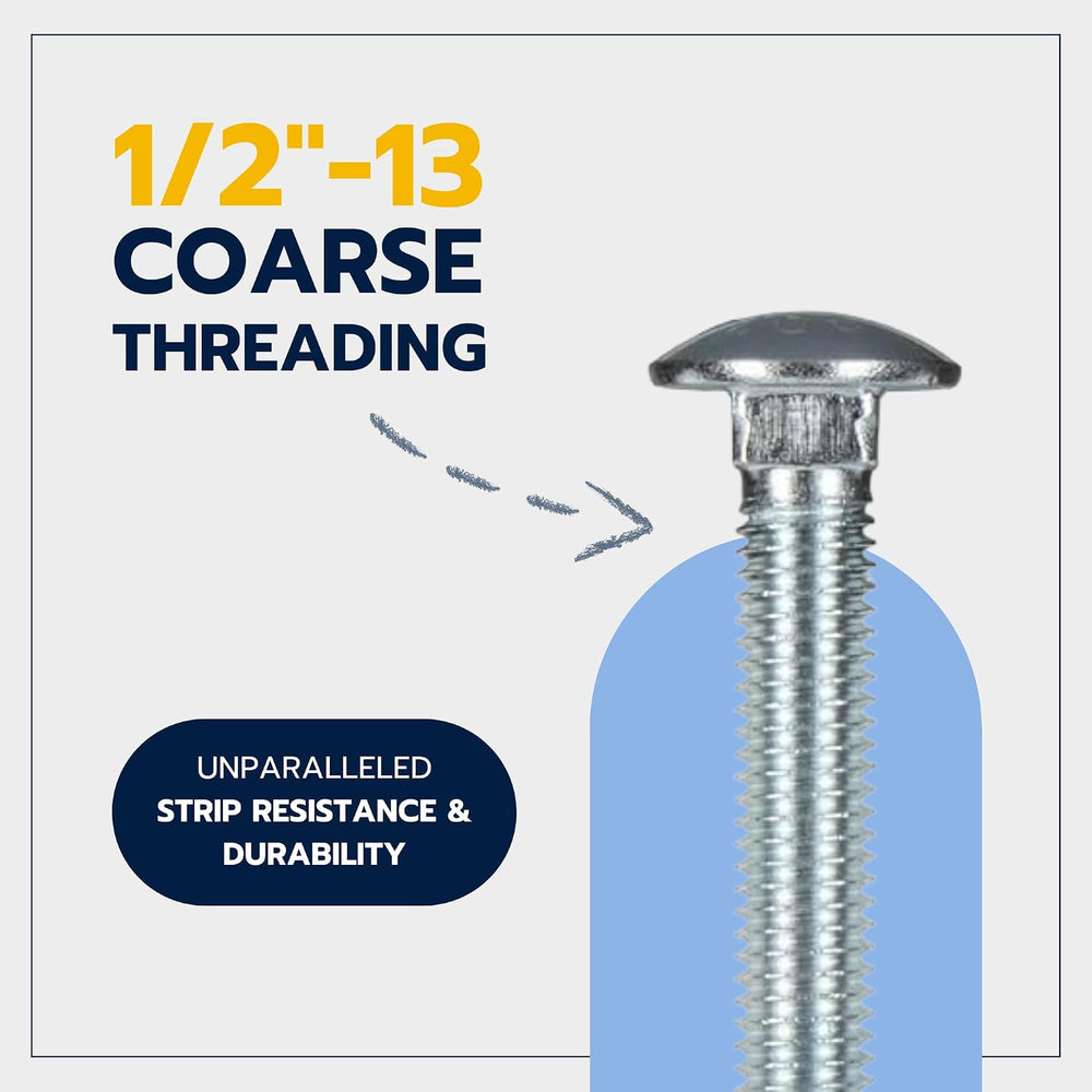 1/2" x 3" (25 Pack) Zinc Carriage Bolt Kit, Grade 307A by Makers Bolt