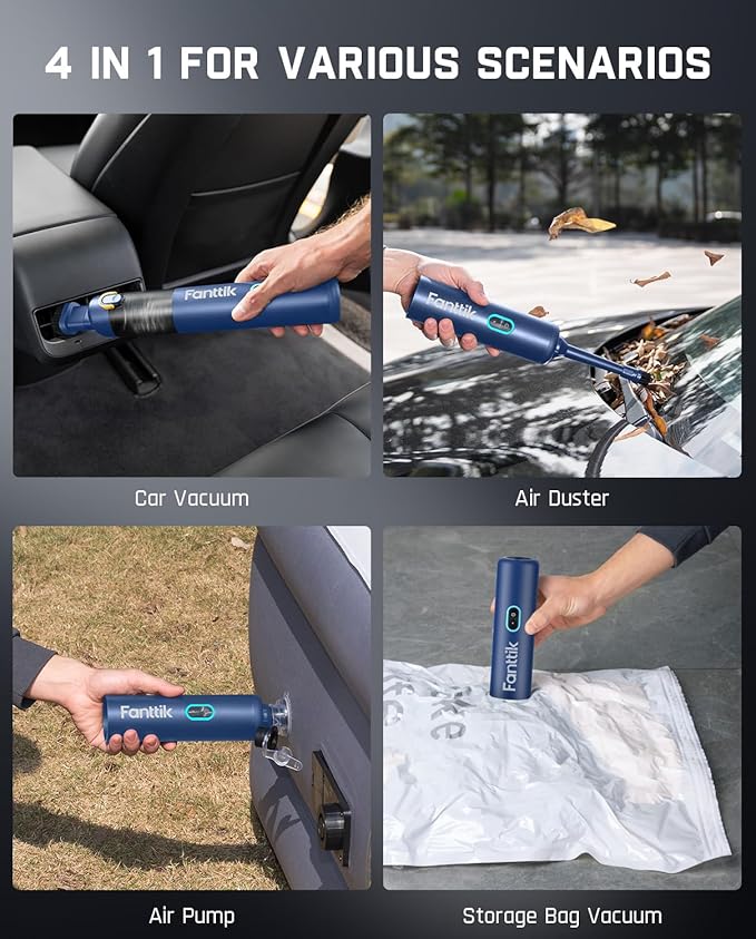 Fanttik Slim V8 APEX Car Vacuum, 4-in-1 Portable Mini Cordless Vacuum