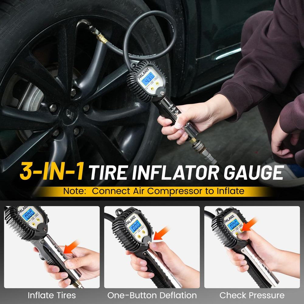 230 PSI Digital Tire Pressure Gauge with Inflator & Deflator