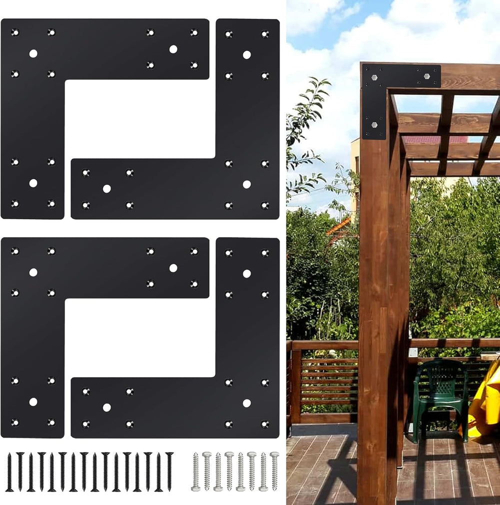 Pergola Flat Brackets 10" x 10",L-Shape Straight Joining Brackets f...