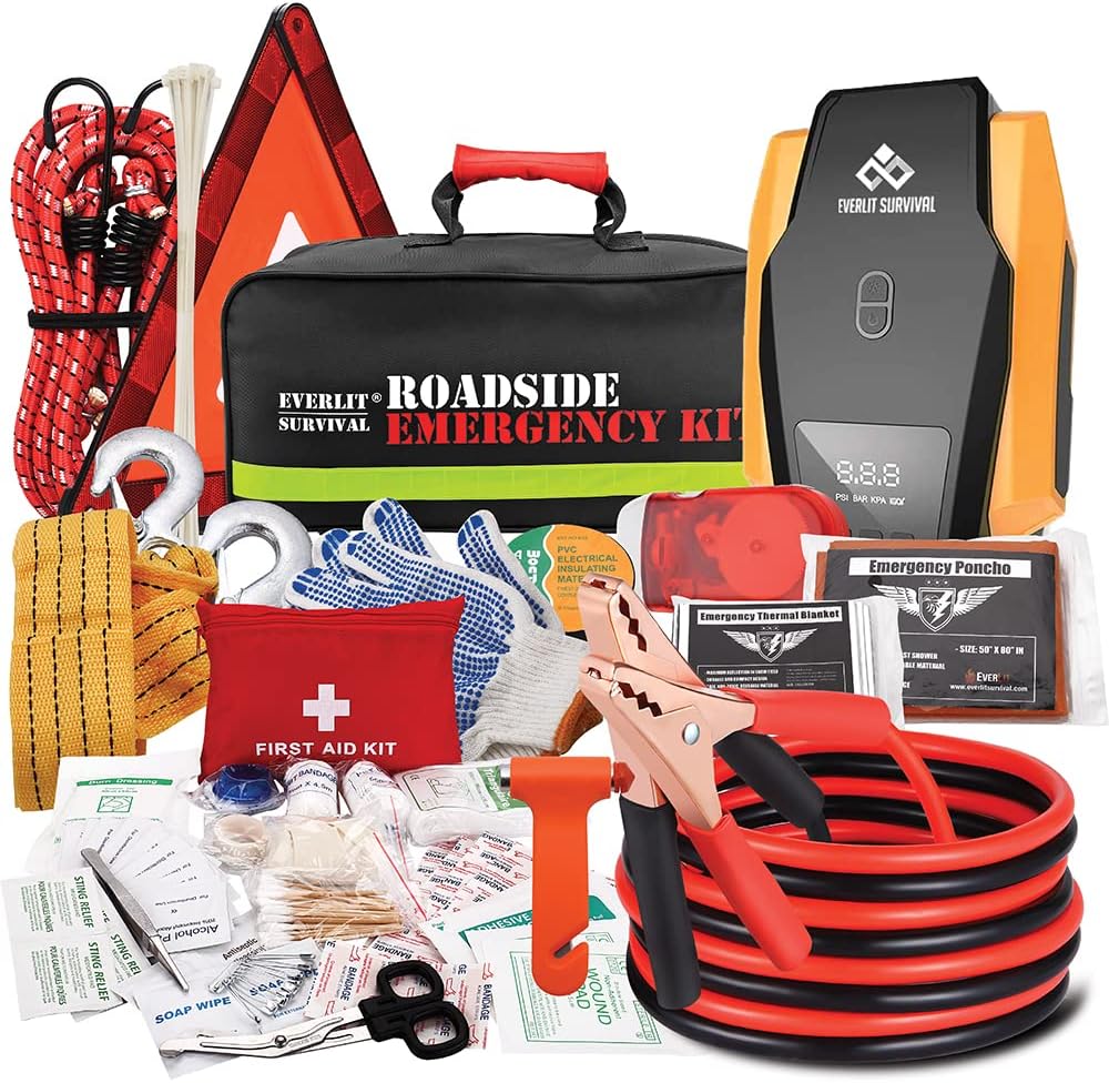 Everlit Survival Car Emergency Kit, Roadside Safety Tool Kit with Gloves,Digi...